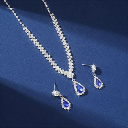 V-shaped Luxurious Necklace Inlaid Rhinestone Jewelry Sets for Women