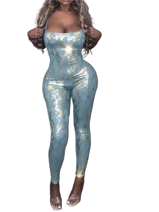 Women Jumpsuit Backless Cross Straps Sexy Shinning Vacation Party Clubwear One Piece Playsuit