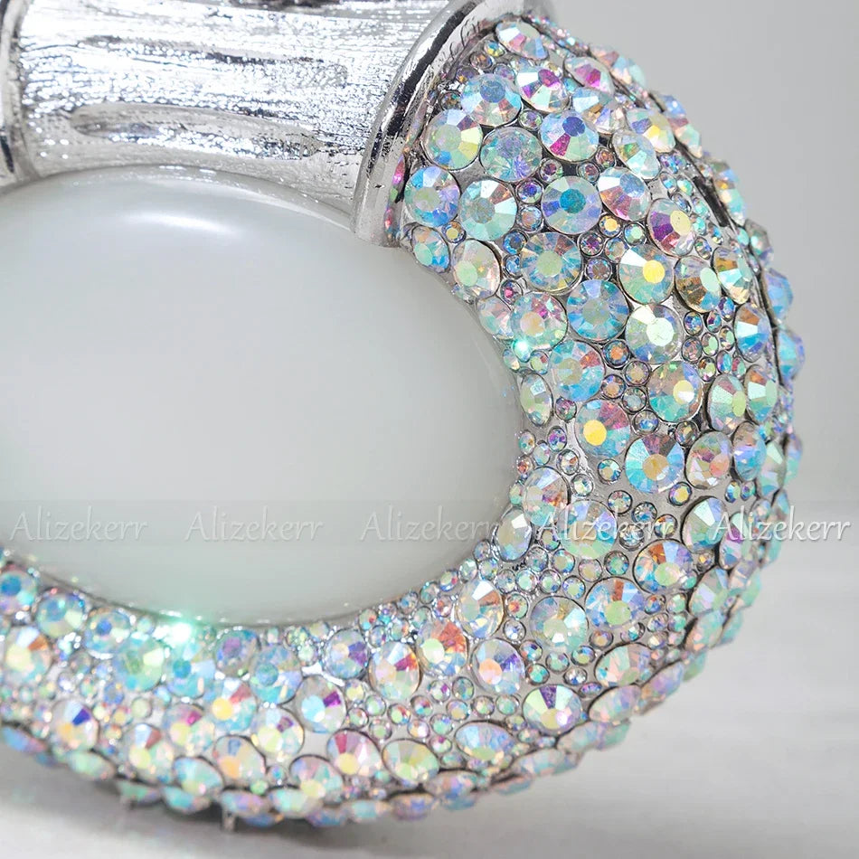 Oval Shaped Crystal Evening Bag Women Boutique Gorgeous Classy Diamond Clutch Purses And Handbags Bridal Wedding Party