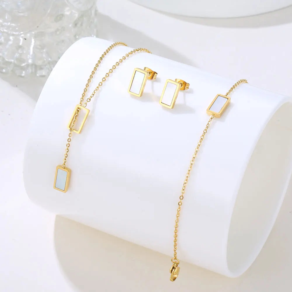 Stainless Steel Necklaces set Light Luxury Elegant Delicate Geometry Pendant Charm Chain Necklace For Women