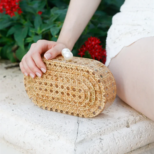 Women Rattan clutch Acrylic cane bag Evening Purse