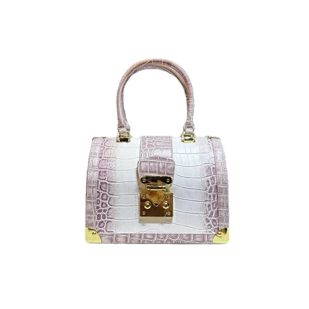 Luxury Designer Brand New High Quality Alligator Lock Box Handbag Crossbody