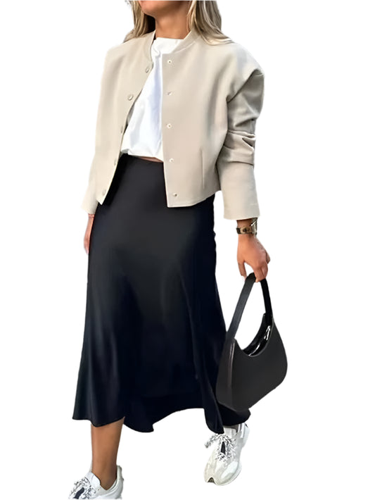 Woman Satin Skirt Women High Waist Long Skirts For Women Summer Black Midi Skirt Office Elegant Women's Skirts