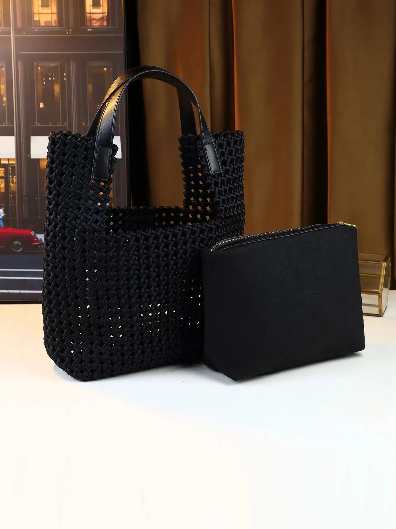 Woven Handbag Casual Commuter Mother-Child Bag Shoulder Underarm Bag