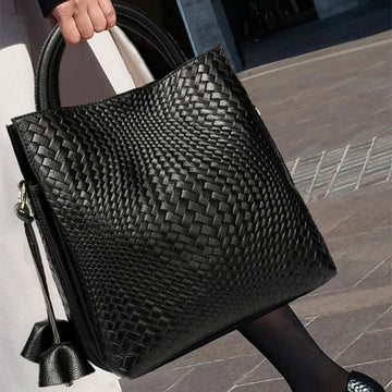 women's handbag, large capacity woven texture bucket bag, multiple colors
