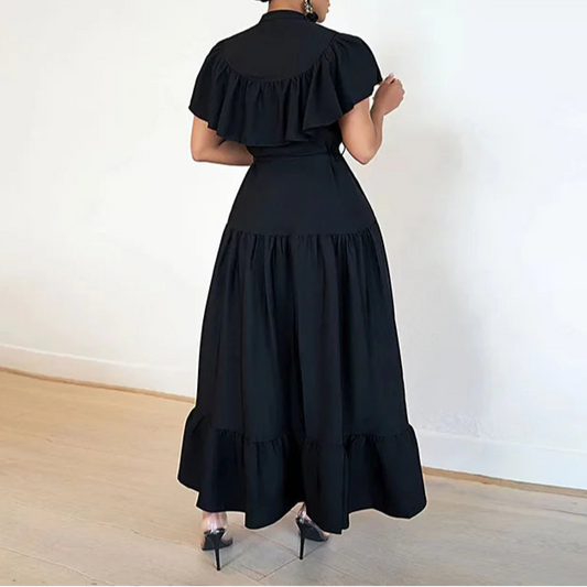 Shirt Dress Women Long Dresses A Line Elegant Maxi Y2k Round Neck Short Sleeve High Waist