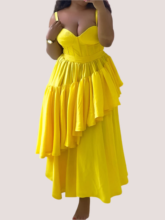 Women Spaghetti Strap Corset Dress Birthday Prom Evening Gown Summer Maxi Dress