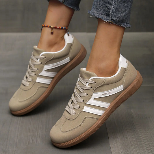 Mix Color Women's Autumn Sneakers Fashion Splicing Flat Heel Vulcanized Shoes Female Lace-Up Sneakers