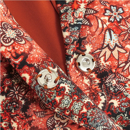 High-end Women's Blazer Dress Cuffs Adorned with Feather Print Dress