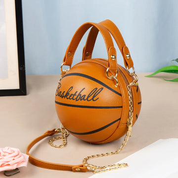 Basketball Shaped Crossbody Bag, Trendy Y2K Chain Shoulder Bag