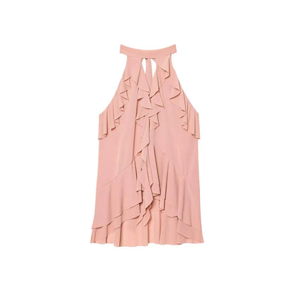 Summer Top Women Halter Blouse Ruffles Thin Causal Chic Tops