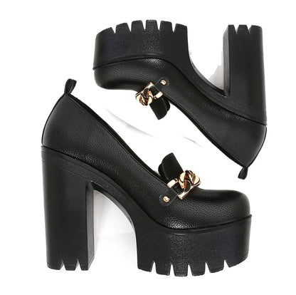 Platform women high heel pumps shoes chunky heel loafer comfort office lady party shoes