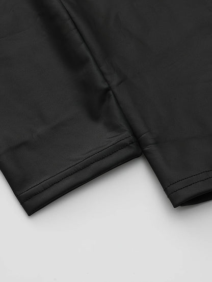 Women's Sexy Slim Fit PU Leather Pants Casual Pants Elastic High Waisted Leggings