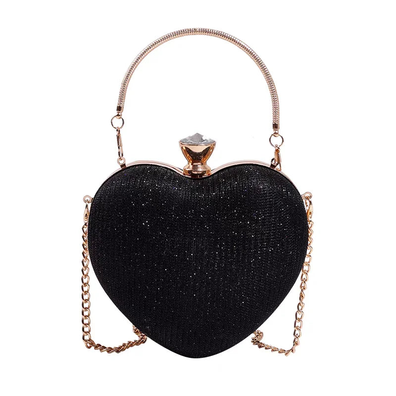 Gold Bright Silk Circular Evening Bag Women Banquet Clutch Rhinestone Chain Shoulder Bags