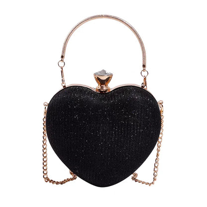 Gold Bright Silk Circular Evening Bag Women Banquet Clutch Rhinestone Chain Shoulder Bags