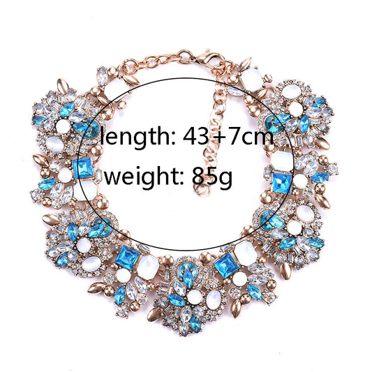 Handmade Exaggerated Big Gem Crystal Rhinestone Choker Chunky Statement Necklace