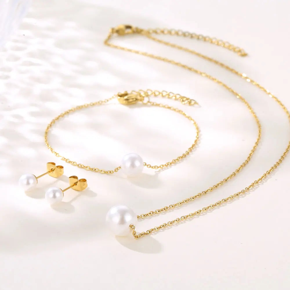 Stainless Steel Necklaces set Light Luxury Elegant Delicate Geometry Pendant Charm Chain Necklace For Women