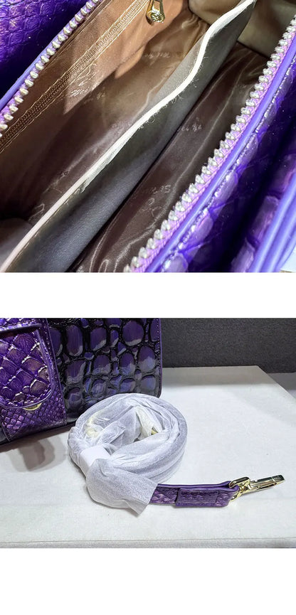 Quality Cowhide Shoulder Crossbody Bag Women's Alligator Print Handbag