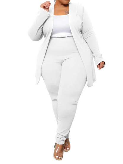 Plus Size Two Piece Outfits Women Matching Suit Solid Top Leggings Pants Sets