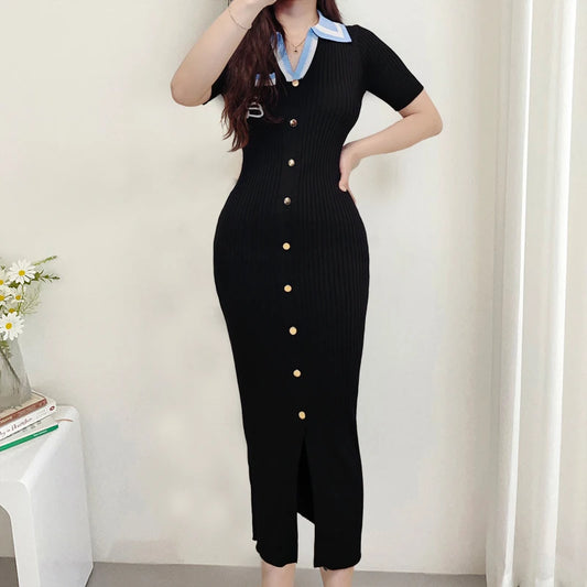 Chic Fashion Sexy Wrap Hips Maxi Dress Women Luxury Embroidery Single-breasted Bodycon Party Dress Office Wear