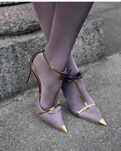 Bow French Temperament Pointed Heel Pumps Heel Sandals for Women