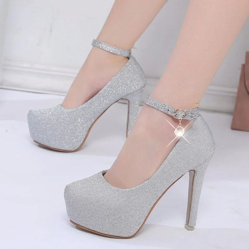 Women High Heels Pumps Bridal Shoes Platform Super High Heels