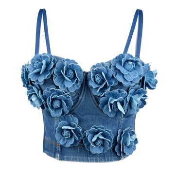 Women Denim Tank Tops Sexy Cowboy Bra Top Vest Corset Crop Top