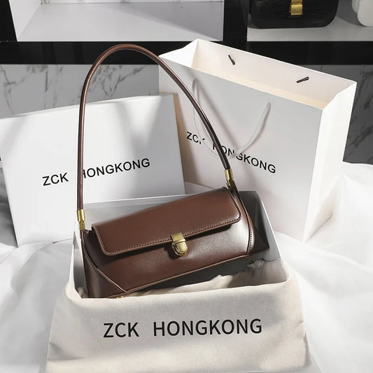 Armpit bag high-end solid color one-shoulder portable genuine leather bag