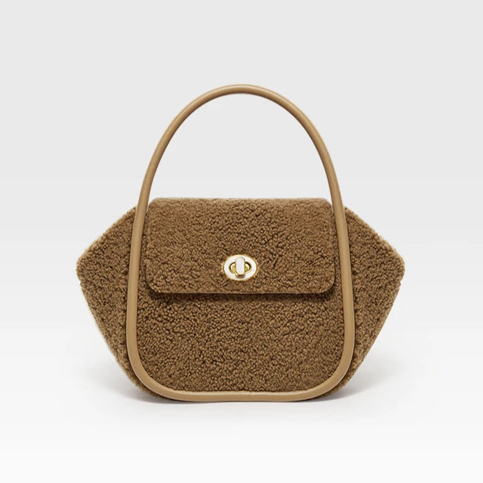 WOMEN'S HANDBAG WINTER WOOL EVENING LEATHER ORIGINAL STYLE LUXURY BRAND PURSE SHOULDER BAG