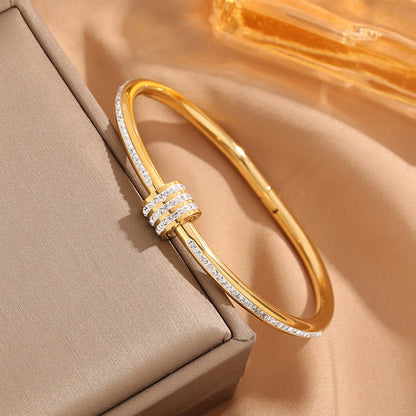 Titanium Steel Gold Bracelet, Fashionable Classic Style, Stainless Steel Bracelet -1pc