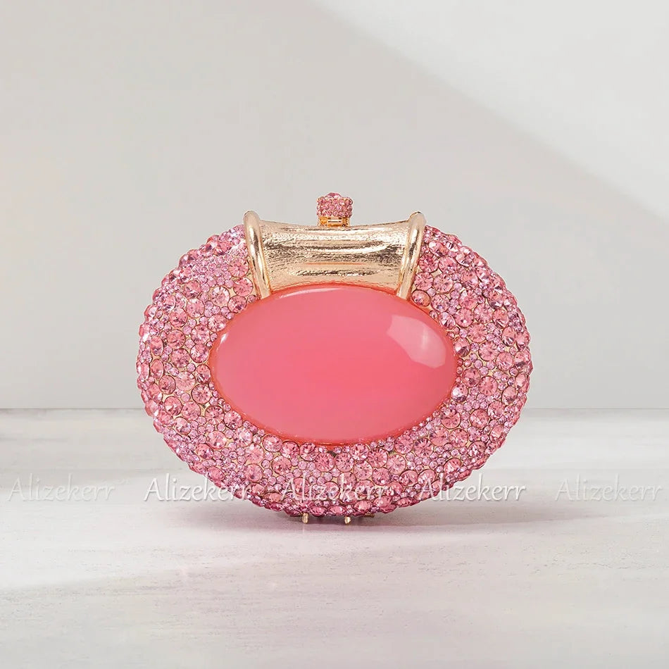 Oval Shaped Crystal Evening Bag Women Boutique Gorgeous Classy Diamond Clutch Purses And Handbags Bridal Wedding Party