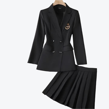 Skirt Two Piece Blazer Outfits Chic 2 Piece Set Women's Clothing Pleated Mini Skirt Blazer Suit