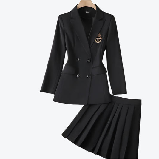Skirt Two Piece Blazer Outfits Chic 2 Piece Set Women's Clothing Pleated Mini Skirt Blazer Suit