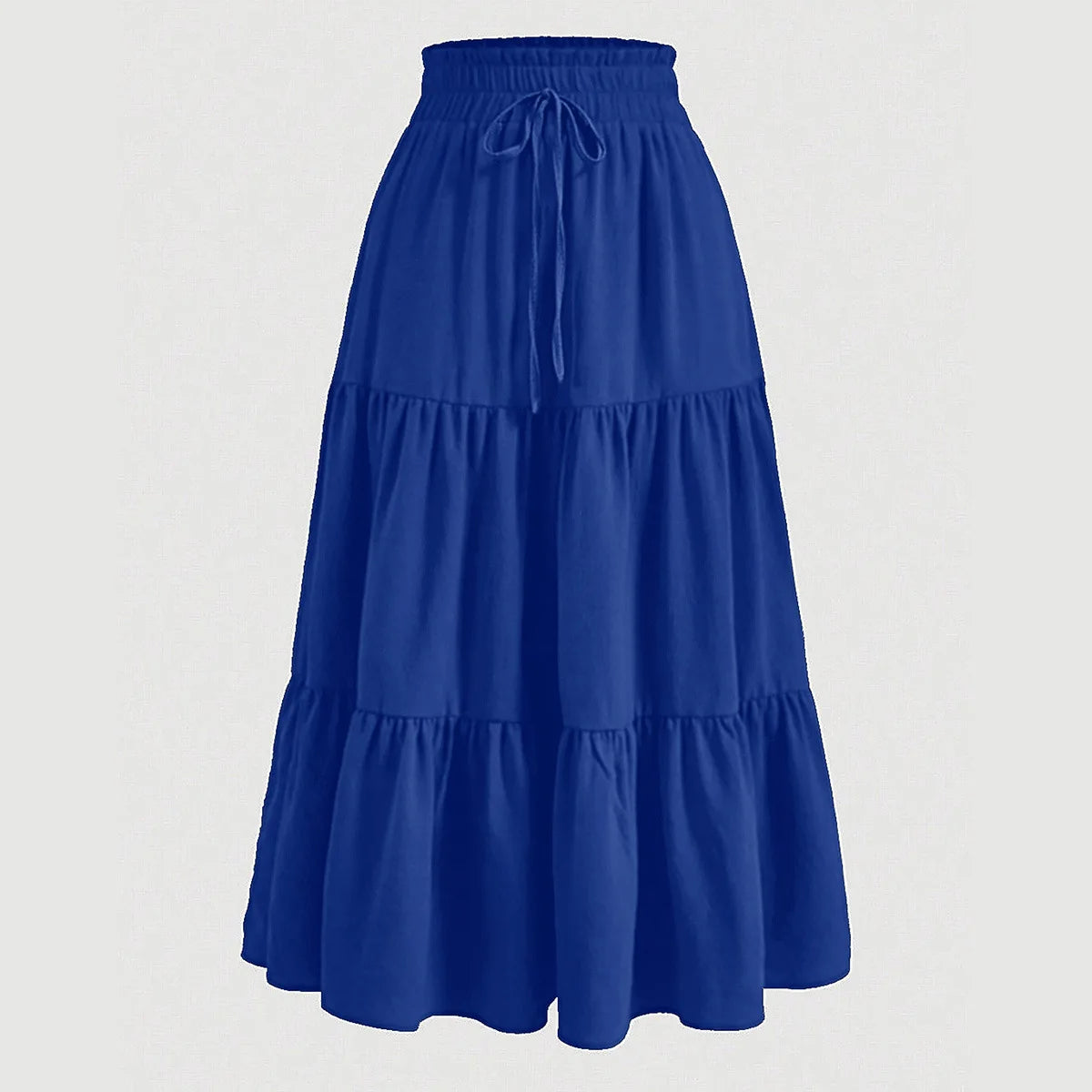 Women's Patchwork Solid Color Loose Skirt; Commuting Casual Cake Skirt; Elastic Waist Elegant Skirt