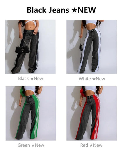 Wide Leg Jeans Cargo Pants Sexy Women High Waist Elegant Streetwear Denim Casual Straight Trousers