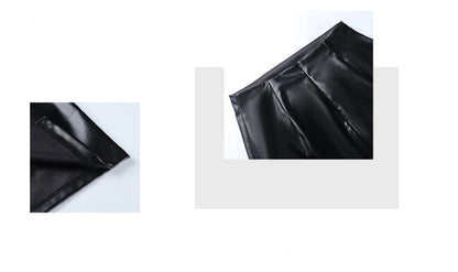 Elegant PU Leather Pencil Midi Skirts Women Slim High Waist Black Skirts