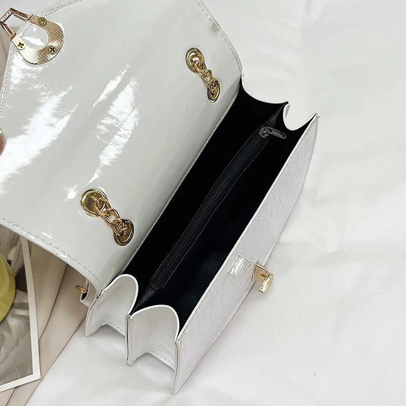 Crocodile Pattern Shoulder Bags For Women Chains Square Bag Crossbody Handbag