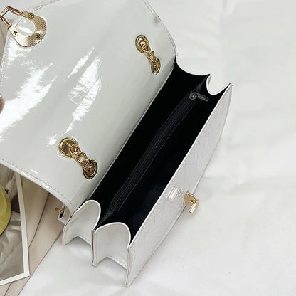 Crocodile Pattern Shoulder Bags For Women Chains Square Bag Crossbody Handbag