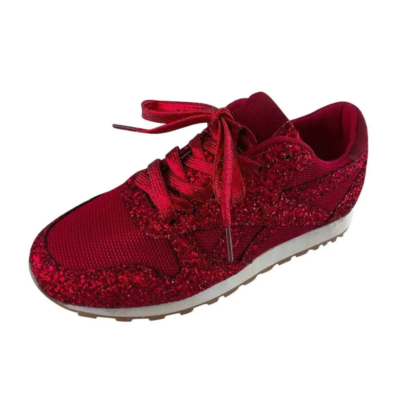 Women Flat Sneakers Casual Bling Vulcanized Shoes Women Mesh Lace Up Shoes