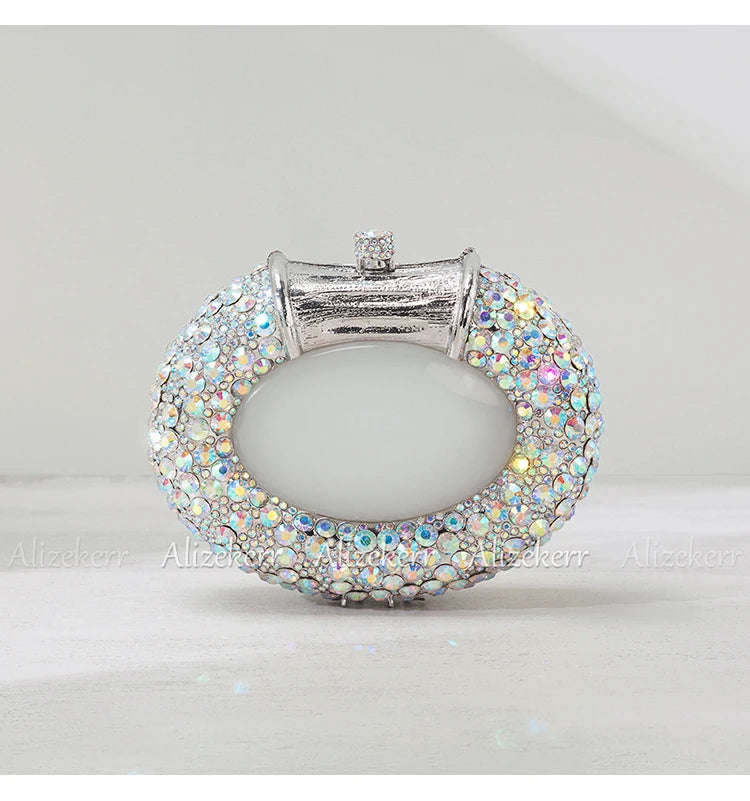 Oval Shaped Crystal Evening Bag Women Boutique Gorgeous Classy Diamond Clutch Purses And Handbags Bridal Wedding Party