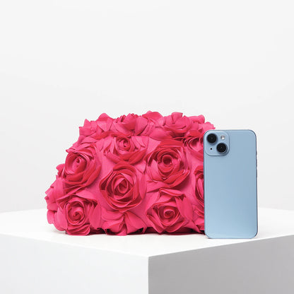 Elegant Red Rose Clutch bag, Wedding Party Dinner Purse
