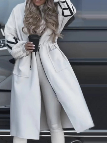 Long Solid Casual lettered  Long sleeves Outerwear Coat Jacket