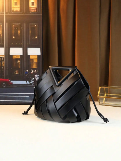 Woven Design Women Handbag, Tote Basket Bag, High-End Inverted Triangle Shaped Handbag