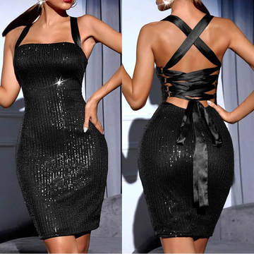 Women's Party Dress Shiny Sequins Evening Mini Dress
