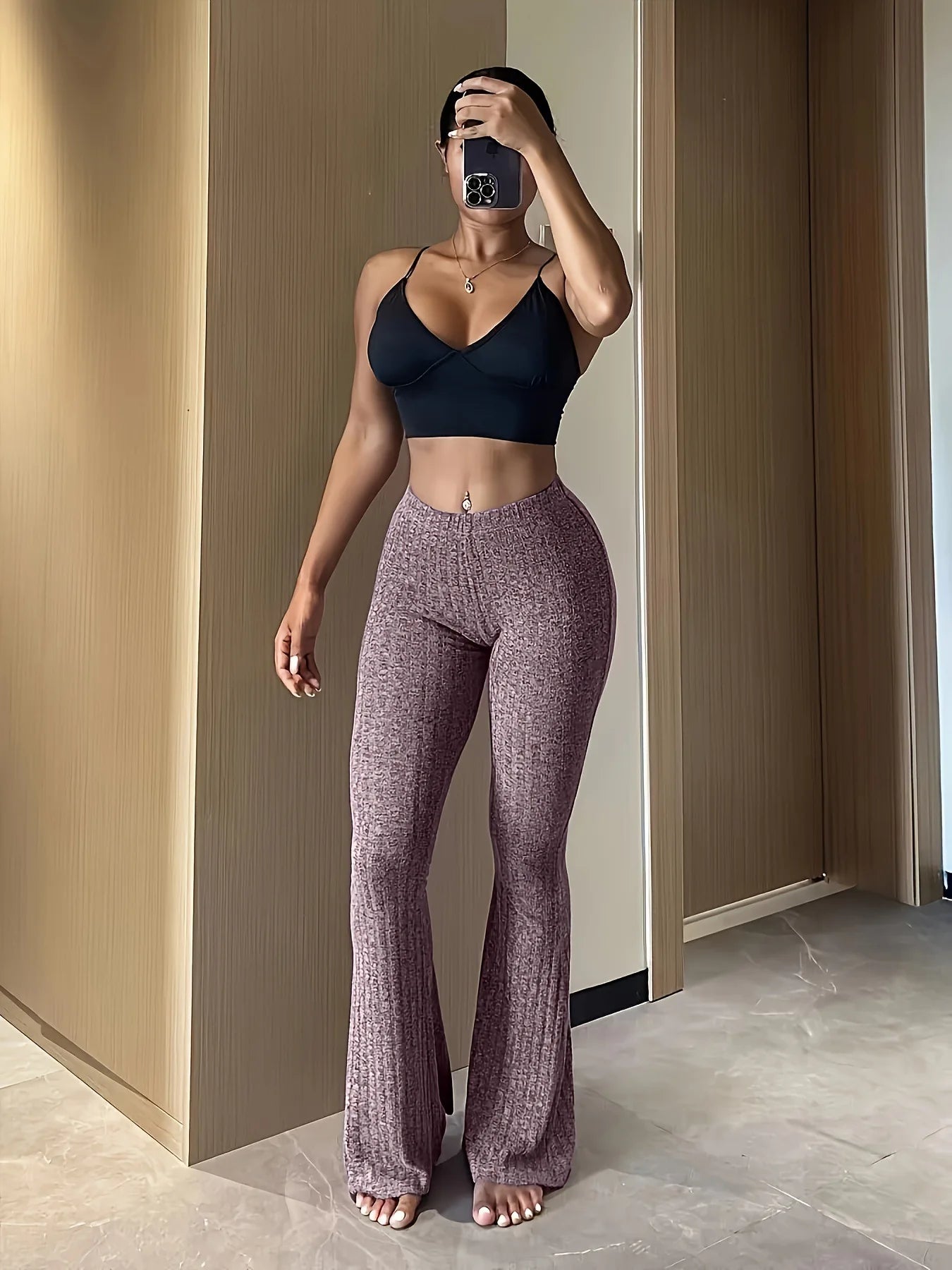 Slim High Waist Capris Sexy Bell Bottom Flare Tights Solid Hot Y2k Woman Pants