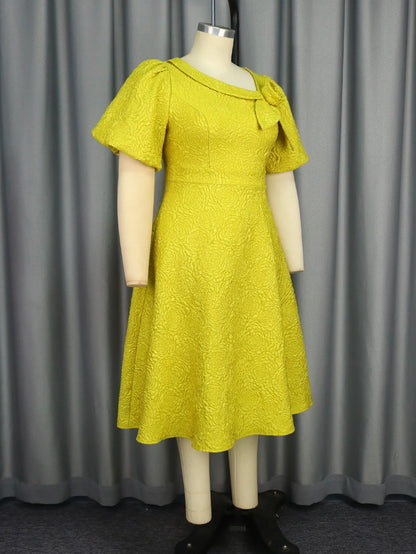 Women Plus Size Jacquard Dress A-Line Party Banquet Dress Cocktail Dress