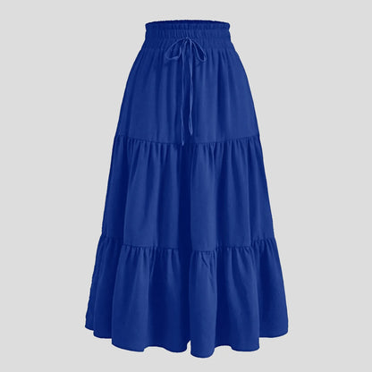 Women'S Boho Vintage Floral Print Maxi Skirt Elastic High Waist Pleated Flowy A Line Long Skirts