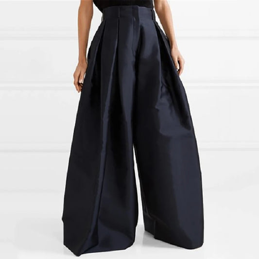 Urban Casual Loose High Waisted Solid Color Wide Leg Pants For Women Office Pants