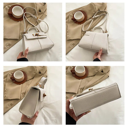 Luxury Trapezoidal Clutch Bag Hardware Lock Design Square Shoulder Handbag