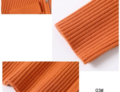 Women Knitted Sweater Cardigan Short Jacket Turn-Down Collar Knit Top